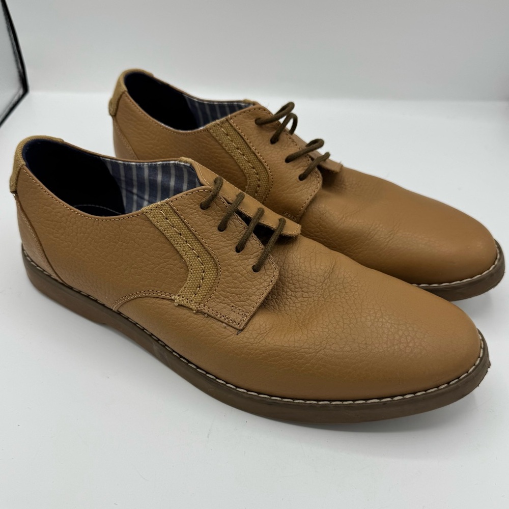 Sperry Men's Newman Tumbled Leather Oxford Tan Lace Up Shoes size 9.5 office